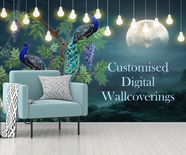 Indian Peacock on Wall, Customized Wallpaper | lifencolors