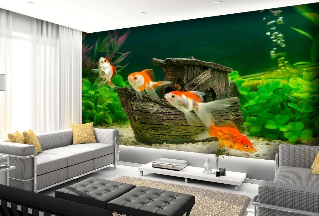 Aquarium Wallpapers Design Fish Aquarium Underwater Wall Pictures Photos Restaurant Shops Kids Bedroom Washable Wall Covering Sizes Shop Online Cheap Best Price