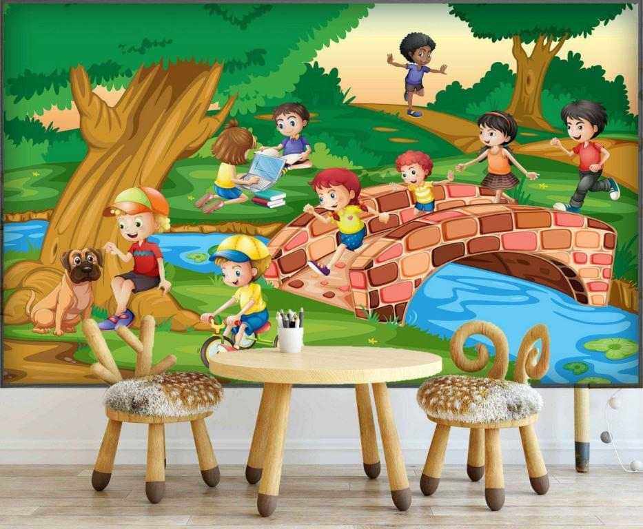 Kids Teens Nursery Wallpaper Kids Child Bedroom Living Play Room Colour full Washable Wall Murals Pictures Wall Coverings | Order Best Online Price DIY