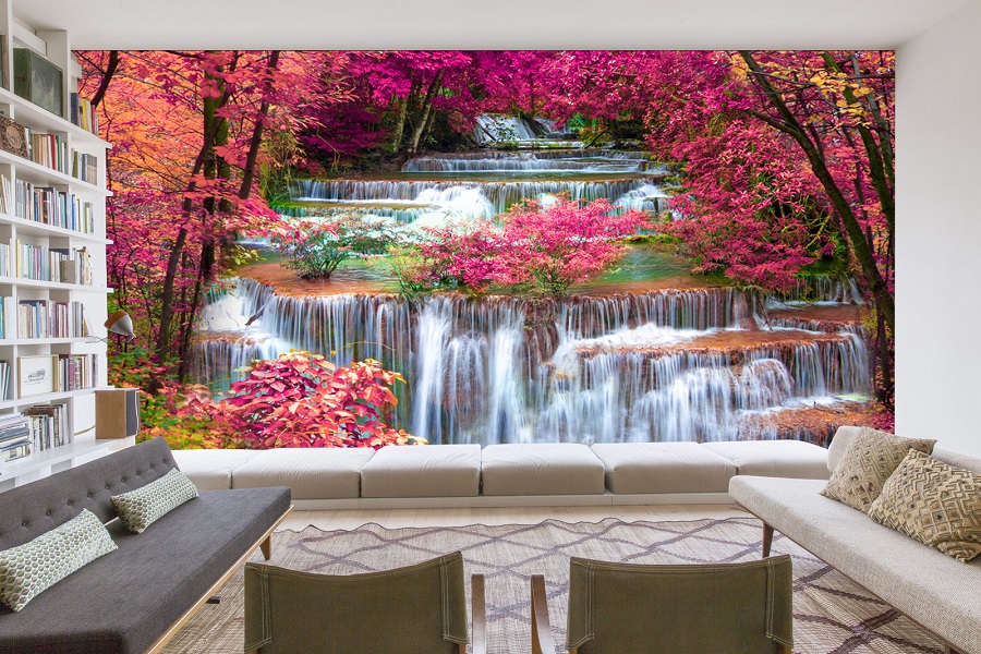 Custom Photo Mural Wallpaper HD Waterfall River White Swan Green Tree Nature  Pastoral Landscape 3D M  3d wallpaper for walls 3d wallpaper mural  Wallpaper modern